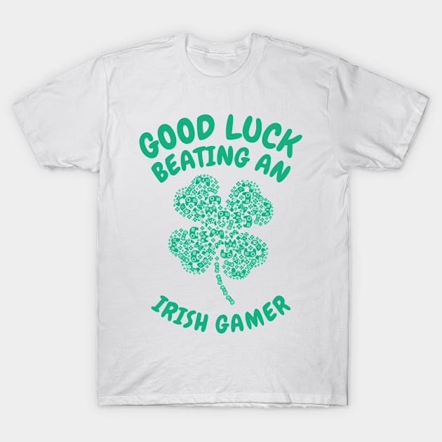 St. Patrick's Day Gaming Shamrock Gamer Video Games T-Shirt by Tom´s TeeStore